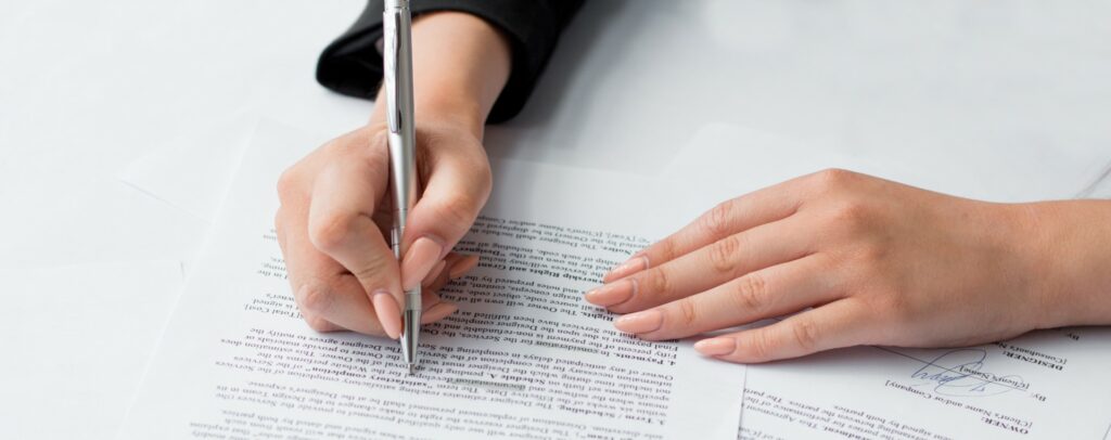 Person completing paperwork